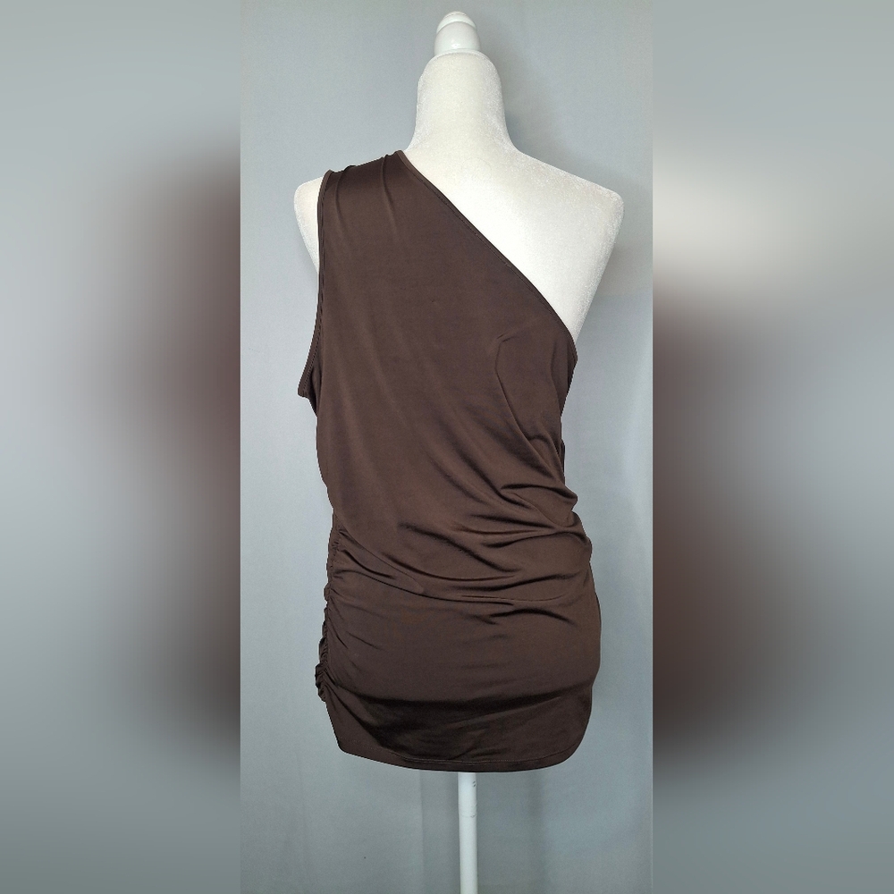 Express Women’s Size XL One Shoulder Top Brown And Sage Ruched Stretch Lot Of 2 - Picture 8 of 15